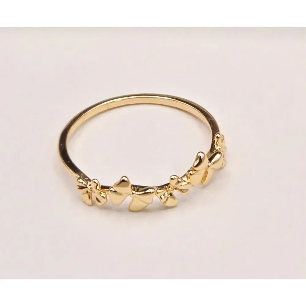 GNIRTSI Gold Ring Women 14K Gold Plated CZ Bar Minimalist Stack Band Size 10